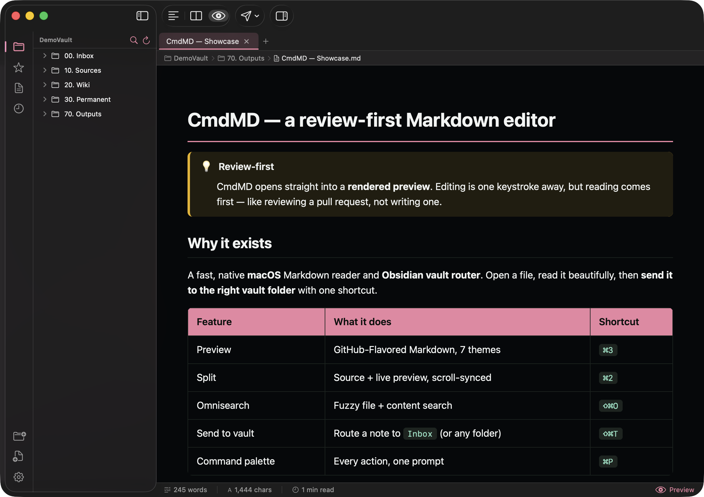 CmdMD dark preview